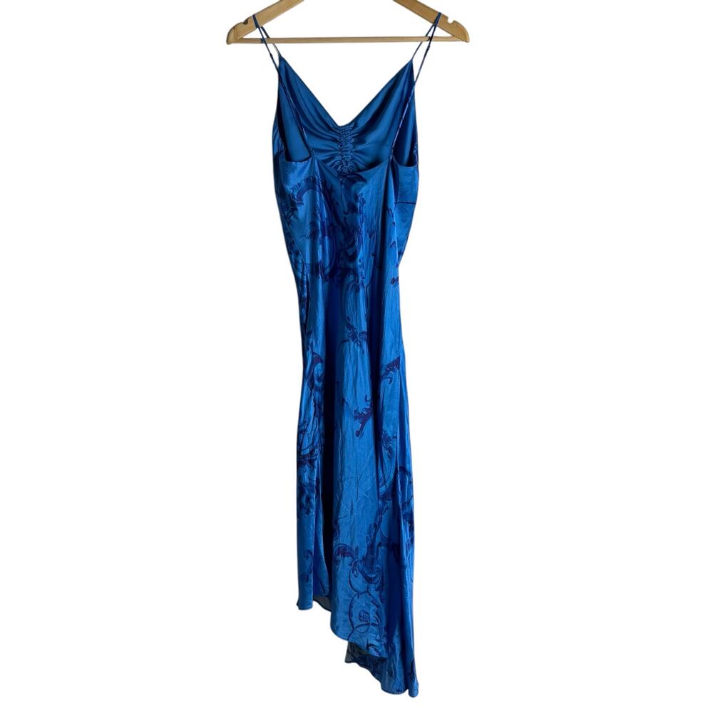 AllSaints Alexia Isabella Blue Tie Dye Asymmetric Sleeveless Midi Dress Size 4 - Picture 13 of 15